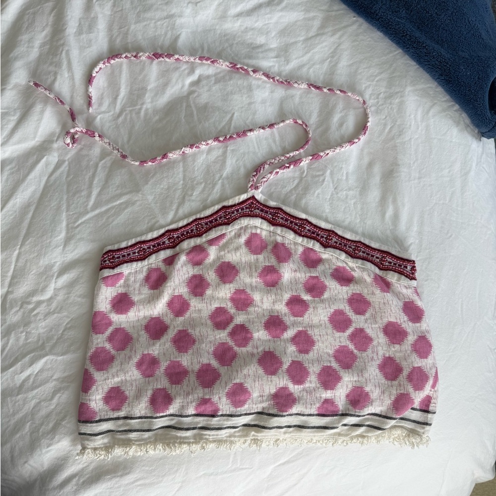 Zara Pink and White Polka Dot Tank Top